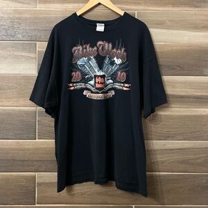 Vintage 2010 Bike Week Daytona Beach Biker Black T Shirt 2XL 2000s Harley Style